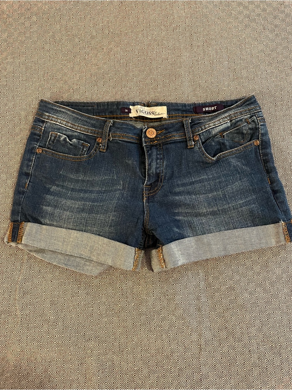 Vigoss Dark Blue Rolled-Hem Denim Shorts